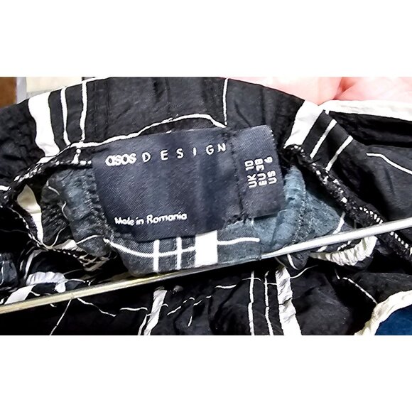 Asos Design Women's Black & White Plaid Midi Skirt With Ruffle Hem - Picture 2 of 8